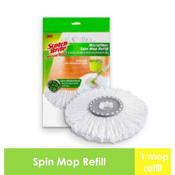 🔥ถูกที่สุด!!🔥 Scotch-Brite Spin Mop Refill Single Pack 3M อะไหล่ผ้าม็อบไมโครไฟเบอร์สำหรับถังปั่น