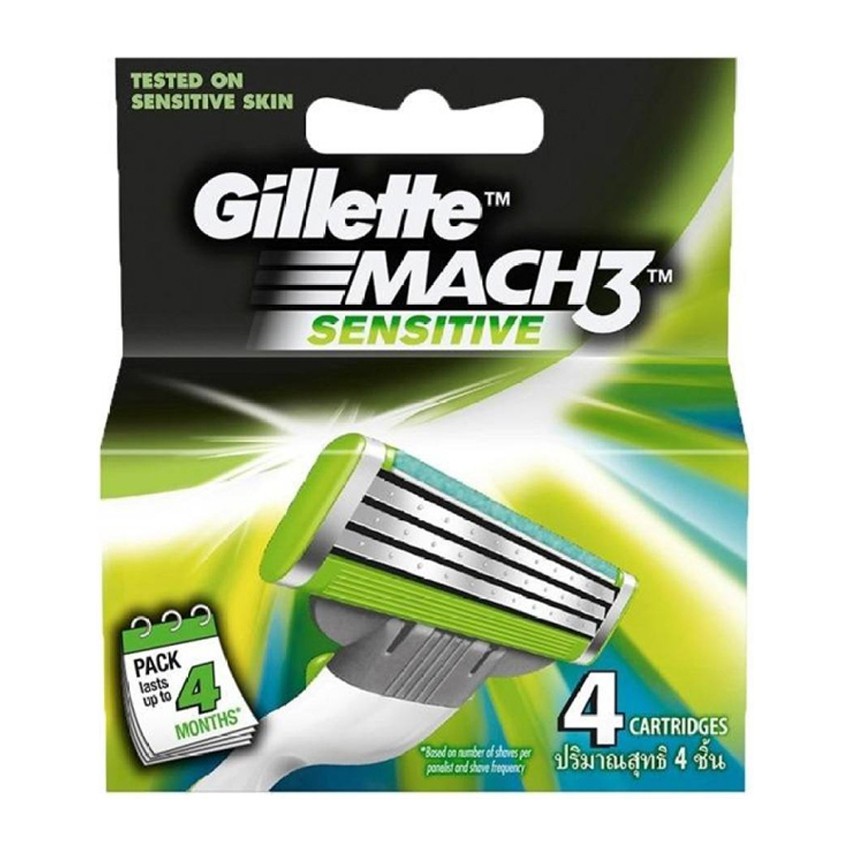 ยิลเลตต์ มัคทรี เทอร์โบ เซนซิทีฟ ใบมีดโกน (แพ็ค 4 ชิ้น) GILLETTE BLADE MACH3 TURBO SENSITIVE PACK 4 PCS.)