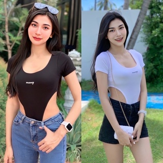 Chic&amp;Chill บอดี้สูทคอเหลี่ยม เว้าเอว แขนสั้น ผ้าใส่สะบาย ไม่มีฟองน้ำ