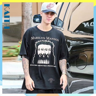 พร้อมส่ง เสื้อยืดผ้าฝ้าย ขนาดใหญ่ พิมพ์ลาย Justin Bieber สไตล์ฮิปฮอป สําหรับผู้ชาย