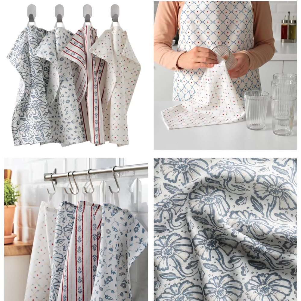 ผ้าเช็ดจาน 1เซ็ต / 4ผืน มี 4 ลาย รุ่น ELLY เอลลี่ IKEA (อีเกีย)