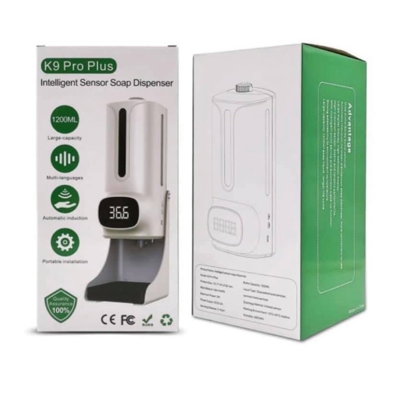 K9 Pro Plus เครื่องวัดอุณหภูมิและจ่ายแอลกอฮอล์อัตโนมัติ