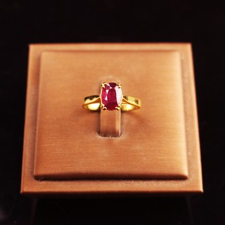 แหวนพลอยทับทิม(Natural Ruby) สีชมพูแดงสวยมาก จากประเทศโมซัมบิ เรือนเงินแท้ 92.5%ชุบทอง 24K ไซส์นิ้ว 55 หรือเบอร์ 7.5 US