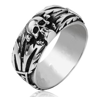 Cincin Desain Tengkorak Gaya Vintage Punk Bahan Stainless Steel Ukuran 7-14 untuk Pria