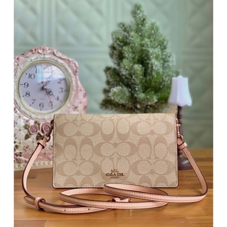 📮 (พร้อมส่ง) COACH ANNA FOLDOVER CLUTCH CROSSBODY IN C SIGNATURE CANVAS