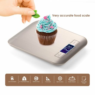 (เครื่องชั่ง 5 กิโล) เครื่องชั่งในครัว Kitchen Scale Digital Scale  ตาชั่งดิจิตอล ผิวหน้าสแตนเลส สวย หรู