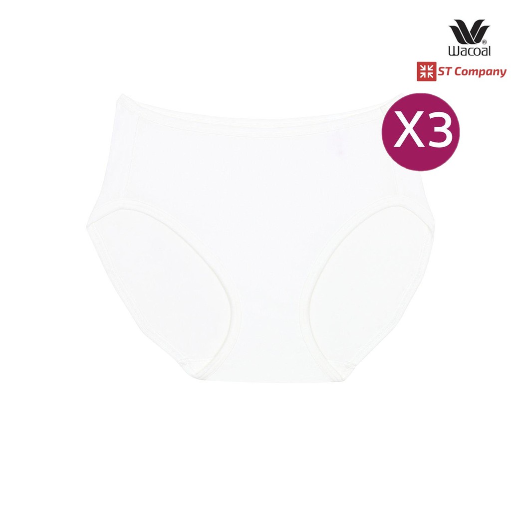 Wacoal Half Panty กางเกงใน แบบครึ่งตัว 3 ตัว สีครีม (CR) รุ่น WU3287 ทรงบิกินี่ ขอบเรียบ Bikini วาโก