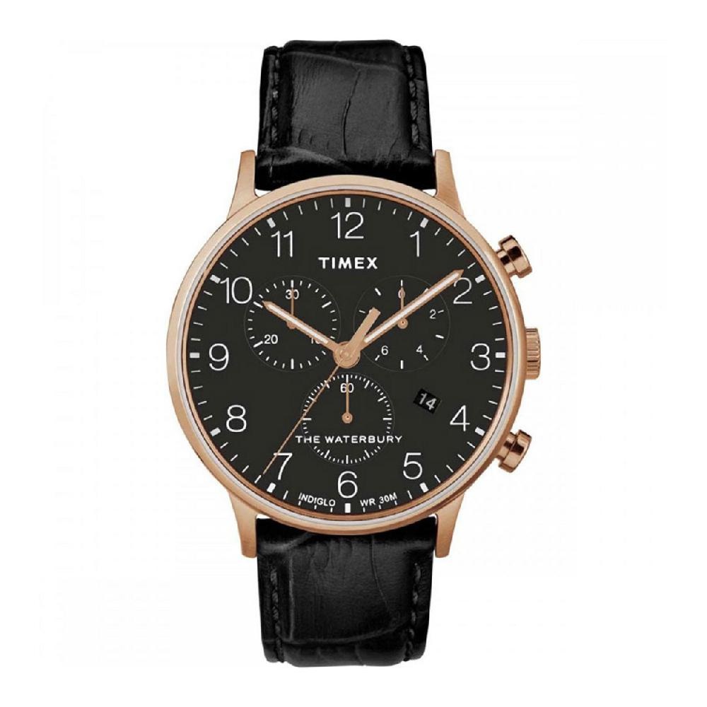 Timex TW2R72000 นาฬิกาข้อมือผู้ชายและผู้หญิง สายหนัง Rose Gold หน้าปัด 40 มม.