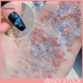 CX Mini Nail Rose Decor Cute Resin Aurora Floral Art Decorations Long Lasting for Manicure