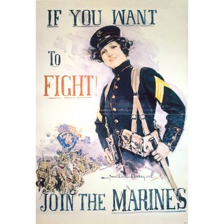 โปสเตอร์ รูปวาด โฆษณา ทหาร โบราณ Join The Marines VINTAGE 1915 POSTER 24”x35” Inch American Advertising Wartime Howard