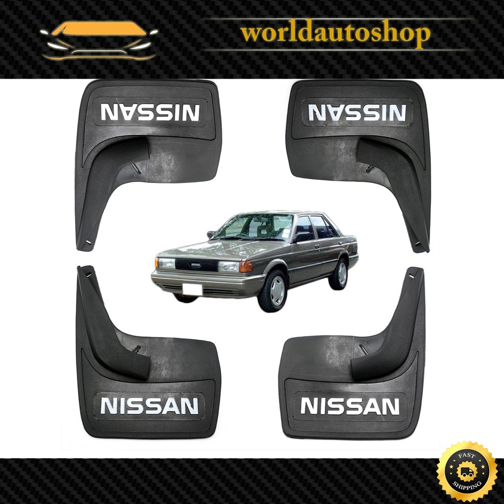 ยางบังโคลน หน้า+หลัง รถเก๋ง ทั้วไป ยาง สีดำ เขียน Nissan 4 ชิ้น Datsun,Nissan B11 B12 B13 B14 ปี