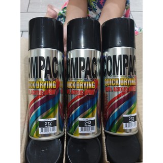 สีสเปรย์อะครีลิค (สีดำด้าน 3 กระป๋อง ) 100% 400cc  สีสเปรย์ COMPAC สีกระป๋อง สีดำ Compac Acrylic Aerosol Spray