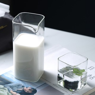 แก้วทรงสี่เหลี่ยม ทนความร้อน สไตล์นอร์ดิก สําหรับใส่นม กาแฟ น้ำผลไม้
