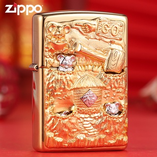 Zippo Zippo ของแท้♞№☃Zippo Zippo U.S. สติ๊กเกอร์ไฟแช็กของแท้จากสหรัฐอเมริกา Mirror Surface Hamster Game Windproof Kerose