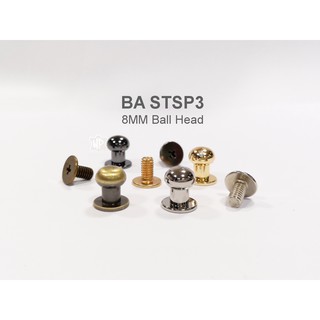 STSP3 หมุดหัวกลม 8มม. หมุดกระดุม 6ชิ้น Strap Stopper, 8MM Round Ball Head Stud Screw Back, Nipple Rivet 6pcs.