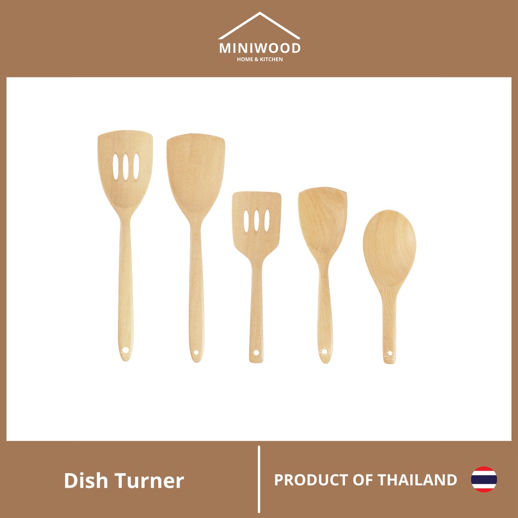MINIWOOD ตะหลิว ทัพพีไม้ ไม้พาย Wooden Turner ป้องกันกระทะเป็นรอย