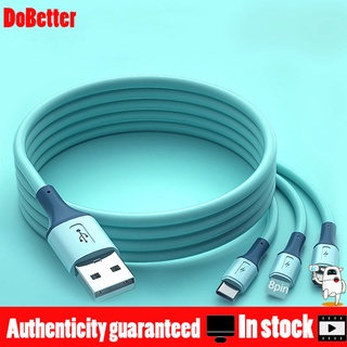 Dobetter สายชาร์จซิลิโคน 3 In 1 8-pin Type-C Micro Usb สําหรับสมาร์ทโฟน