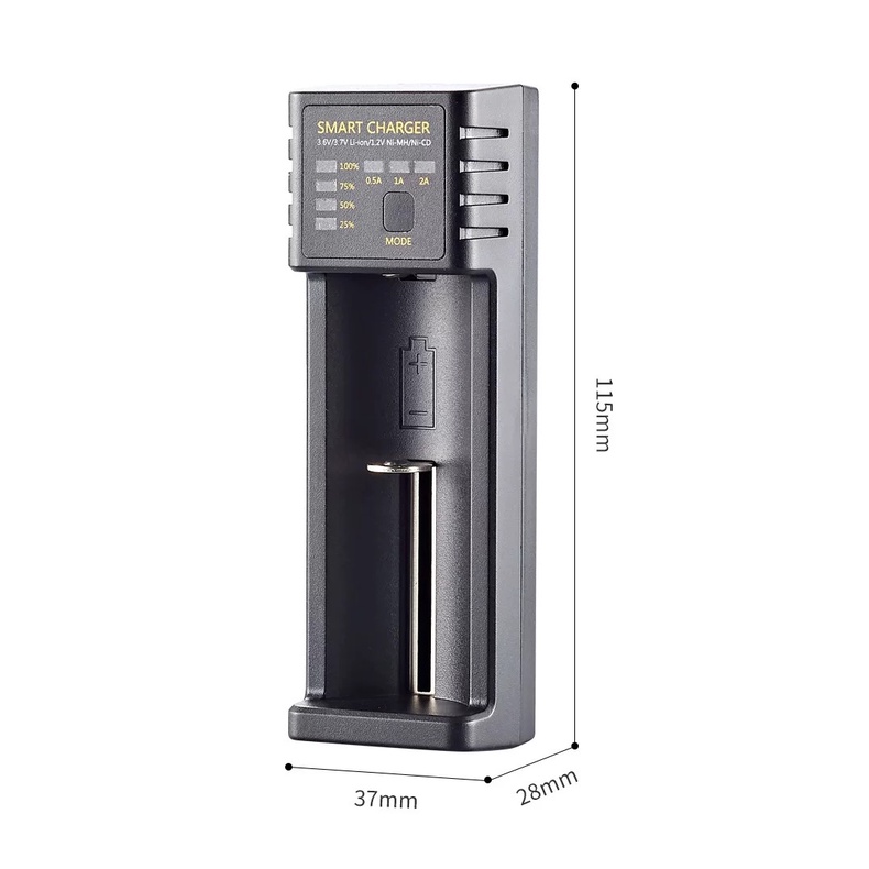 Bmax เครื่องชาร์จถ่าน 1 ช่อง ชาร์จไว ตัดไฟเอง รองรับถ่าน AA / AAA 18650 26650 21700 10440 14500 16340 26500 - Battery Charger