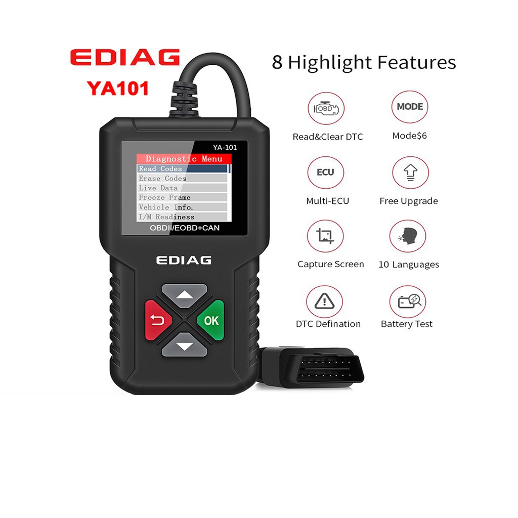 EDIAG YA101 OBDII/EOBD รหัส Reader OBD 2 เครื่องมือวินิจฉัย YA-101 Update ฟรีออนไลน์ PK CR3001 ELM32