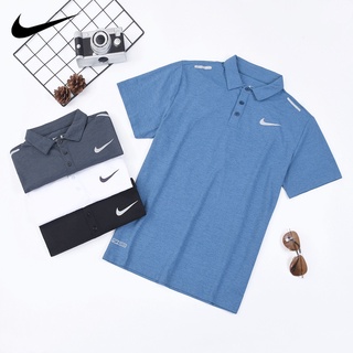 Nike ของแท้ 100% เสื้อโปโลลําลอง คอปก นิ่ม สีพื้น ใส่สบาย สําหรับผู้ชาย และผู้หญิง