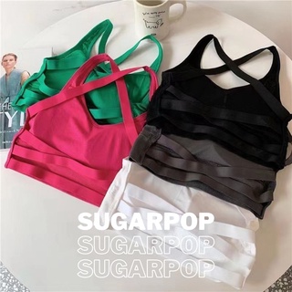 🍨🍭SugarPop🍬🍧เสื้อกล้าม ครอปทอป สายไขว้ ด้านหลัง (Ref #178)