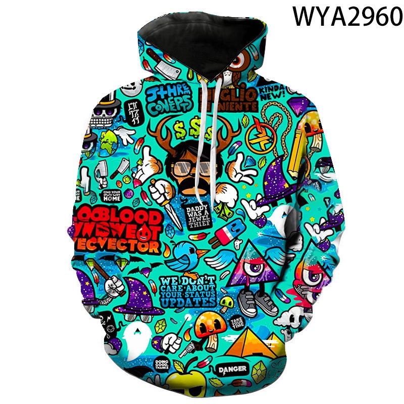 ใหม่hoodies Graffiti 3Dพิมพ์ผู้ชายผู้หญิงStreetwearเสื้อแขนยาวแฟชั่น