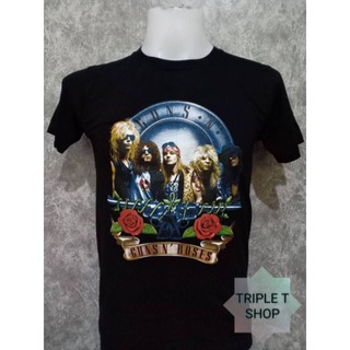 เสื้อยืดคอกลม สกรีนลาย GUNSN ROSES (รหัส 37)