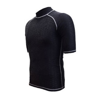#1612 (M-3XL)เสื้อว่ายน้ำผู้ชาย แขนสั้น สีดำ ด้ายดำ และด้ายขาว  Waterproof breathable dry shirt