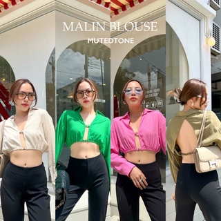 Mute - Malin blouse เสื้อครอป เชิ้ตเปิดหลังเเขนยาวผ้าลินินอย่างดี ชุดไปทะเล ชุดไปคาเฟ่