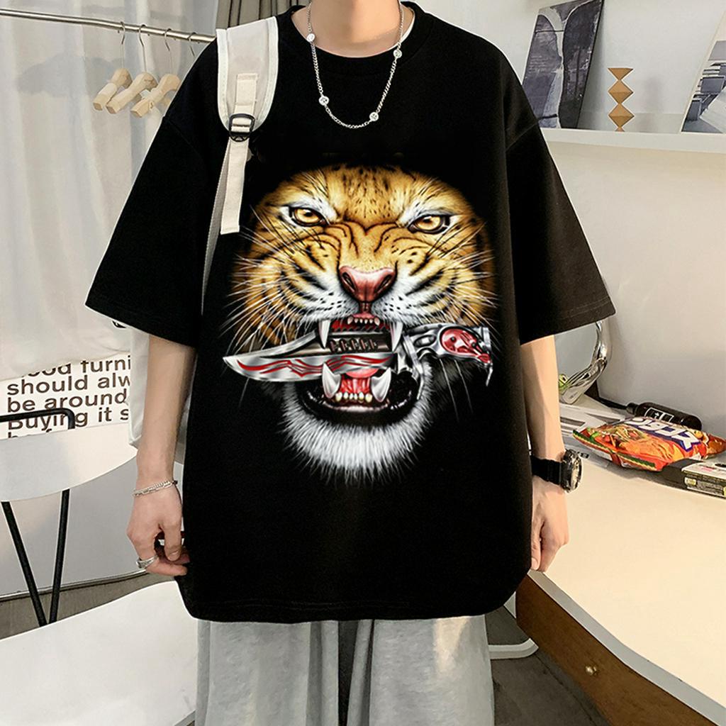 🔥มาใหม่🔥เสื้อคอตตอลแท้100% ไซส์ใหญ่ พิเศษ!!! ใหญ่สุด 67 นิ้ว ลายเสือคาบดาบ ใส่สบายมาก คุณภาพสูง เนื้อสีจมเนื้อผ้าสุดยอด