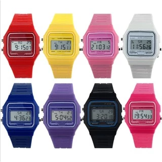 นาฬิกาเด็กนาฬิกาsportwatch รุ่นF91นาฬิกาสายยาง🚀 ส่งด่วน
