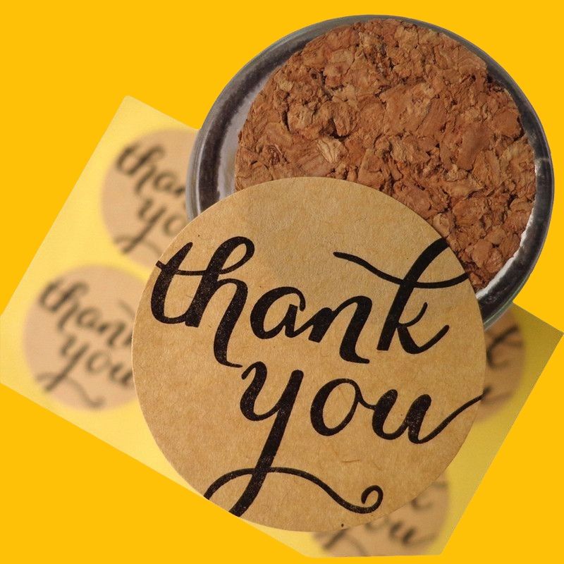 60/120 ชิ้นthank You 3.8 ซม.ป้ายประตูปัจจุบันสติกเกอร์ Terima Kasih Stiker Simple Self กาว Pelekat