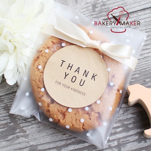 ถุงฝากาว ขุ่น ลายจุด 2 ขนาด แพค 50 ใบ ไม่รวมโบว์/ สติกเกอร์🍪 ถุงขนม,คุ้กกี้,บราวนี่ 🍪