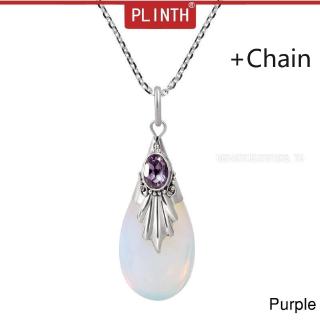 PLINTH จี้เงินแท้ 925 จี้รูปหยดน้ำสีขาวมูนสโตนทรงหยดน้ำ523