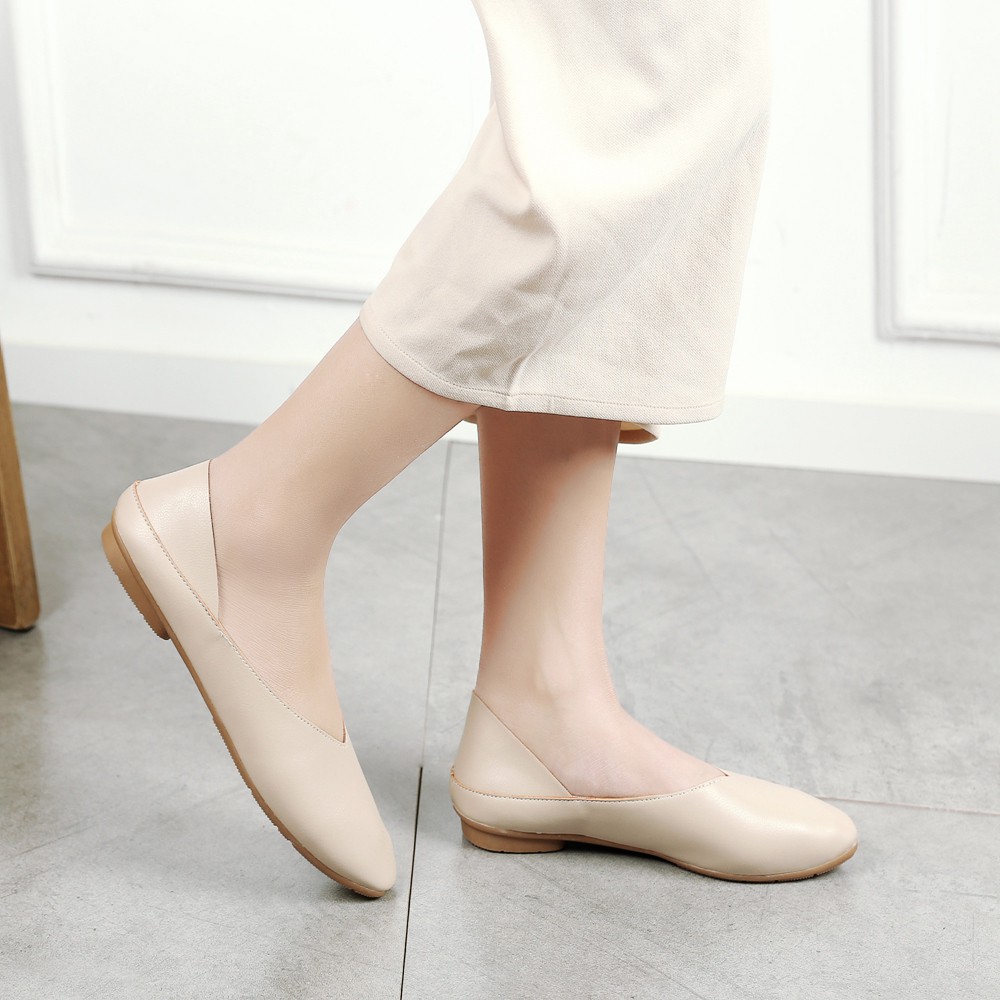 รองเท้าส้นแบนหนังนิ่ม ไม่กัดเท้า 2019 Chunsen female flat square head single shoes