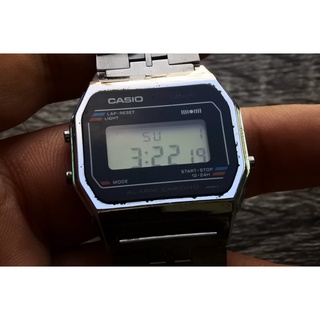 นาฬิกา Vintage มือสองญี่ปุ่น Vintage Original Casio A155 Qw.587 Japan Year 1989 ระบบ Digital หน้าปัด 35mm