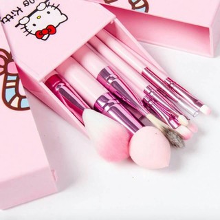 ชุดแปรง HELLO KITTY 8 ชิ้น พร้อมกล่องมีกระจกสีชมพูน่ารัก