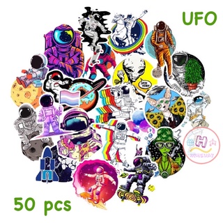 Sticker สติ๊กเกอร์ UFO H 159 ยูเอฟโอ 50ชิ้น จานบิน อวกาศ นาซ่า นาซา นักบินอวกาศ นักบิน NASA ยานอวกาศ จานบิน ต่างดาว ดาว