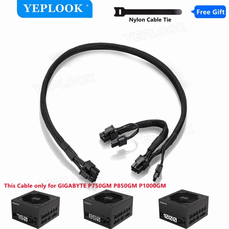 PCIe 8Pin to Dual 8Pin GPU Cable Sleeved 60 + 20 ซม. 18AWG สําหรับ GIGABYTE P750GM 750W, P850GM 850W