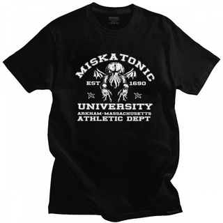 [S-5XL] เสื้อยืดแขนสั้น ผ้าฝ้าย พิมพ์ลาย Call Of Cthulhu Necronomicon Miskatonic University สําหรับผู้ชาย