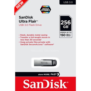 SanDisk Ultra Flair Flash Drive USB 3.0 256GB Speed 150MB/s (SDCZ73_256G_G46) แฟลตไดซ์ แซนดิส ประกัน Synnex 5 ปี