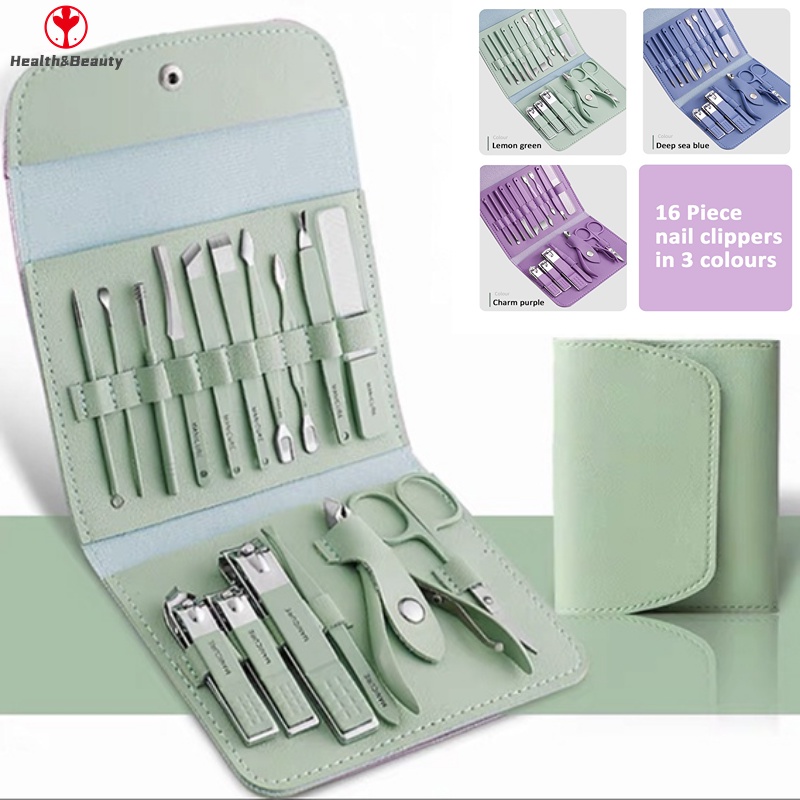 กรรไกรตัดเล็บ Nail Clippers Set ชุดกรรไกรตัดเล็บ เหล็ก มืออาชีพ 16 ชิ้น