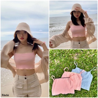🌸 Ritchi 🌸เสื้อครอปสายเดี่ยวแต่งขอบ