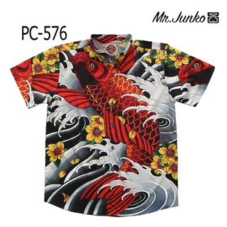 ⚡ ส่งฟรี⚡เสื้อเชิ้ตชาย งานต่อลาย Mr-Junko ผ้าซาตินแท้ นิ่มใส่สบายไม่ร้อน PC-576