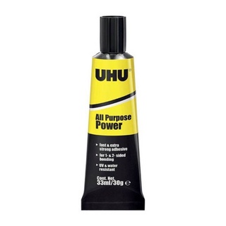 กาว UHU All Purpose Power 30 g กาวพลังอเนกประสงค์ติดไม้ วีเนียร์ พลาสติก เซรามิก กระเบื้อง แก้ว โลหะ หนัง ยาง ผ้า กระดาษ