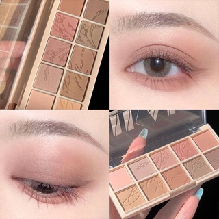 พืชรักอายแชโดว์ 2021 ใหม่ full matte 10 สี star sand อายแชโดว์ Palette พาเลทอายแชโดว์แฟชั่น สีเอิร์ธ คงทน กันน้ำและกันเหงื่อ