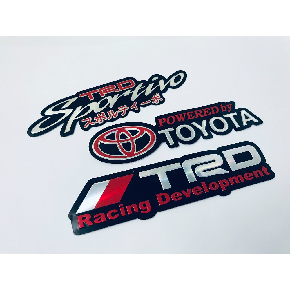 สติ๊กเกอร์ TRD Toyota Racing Sportivo JDM สติกเกอร์ สีแดง 3ชิ้น Foil Stickers 3D ตัวนูน แต่งรถ ติดรถ Vios Yaris Fortuner