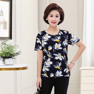 เสื้อผ้าผู้ใหญ่​ วัยกลางคน ผู้หญิง​ ผ้าเด้งสเปนเด็กซ์ คอกลม