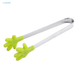 [NE] Stainless Steel Food Clip Silicone Palm Vegetable Fruit Ice Cubes Cake Tongs