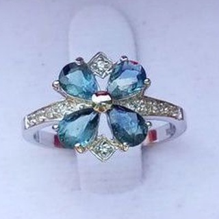 #1.89ct #ไซส์55 #แหวนไพลินบางกะจะเผาเก่า #Natural Blue Sapphire&amp;White Topaz